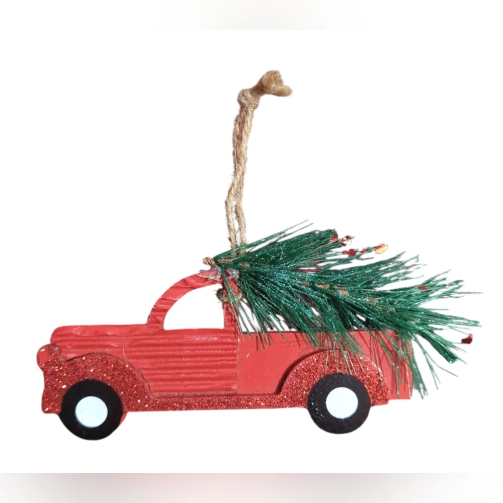 Handmade Red Truck Christmas Ornament.
